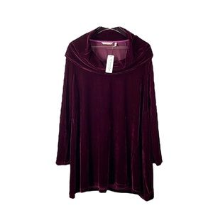 NWT Soft Surroundings Velvet Asymmetrical Plum Purple Tunic Top Size Large